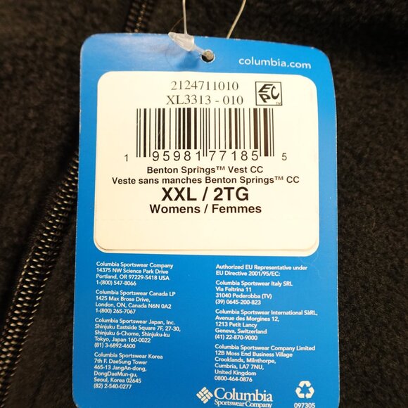 Columbia Benton Springs Fleece Vest Women's XXL Black NWT - Picture 4 of 10